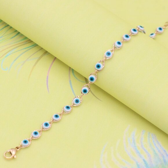 "Delicate Rose Gold Evil Eye Bracelet, XPBL0780 - Picture 6 of 12